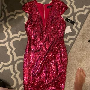 Lulus Magenta Sequin Dress